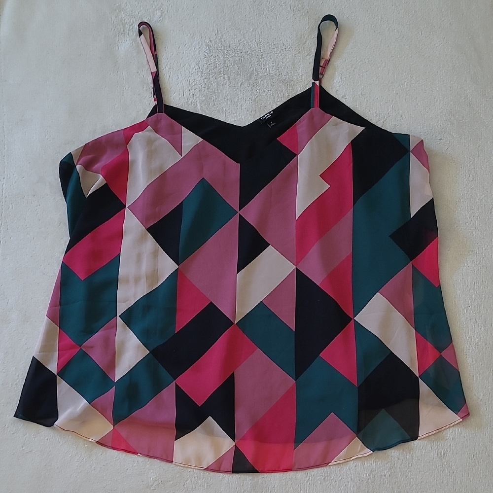 Torrid Sophie Geometric Print Camisole Size 4 Plus Tank Top Lined Colorblock